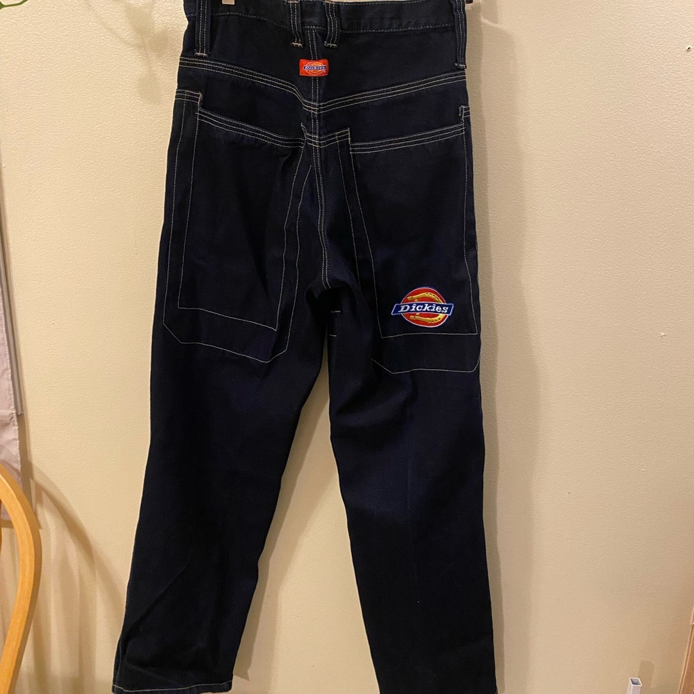 Dickies Men’s Navy Straight-Leg Work Jeans with Logo Patch